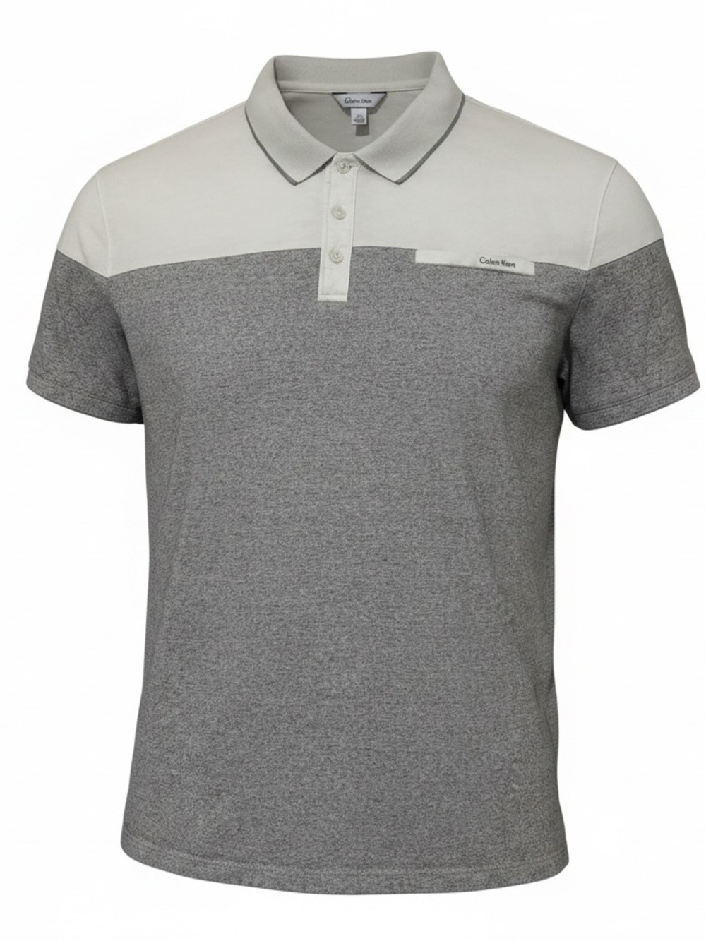 Calvin Klein Men’s White and Grey Colorblock Polo Sz: XL